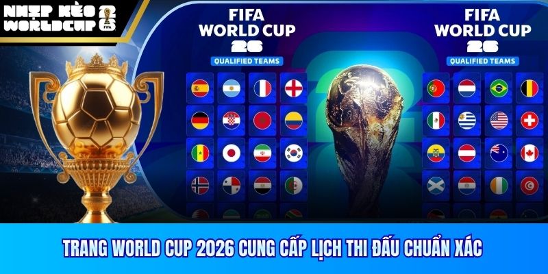 Trang World Cup 2026 cung cấp lịch thi đấu chuẩn xác